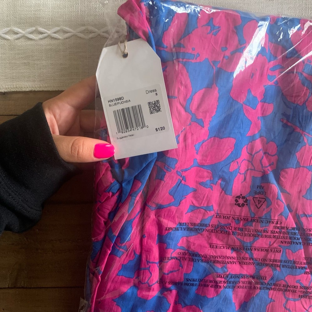 NWT Free the Roses Floral Cut-Out Maxi Dress Size Small Blue/Fushia Pink - Picture 11 of 11